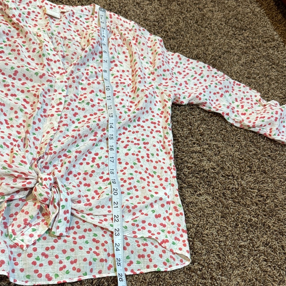 🍒 Cherry Print Women's Top - Red and Green - Picture 6 of 6